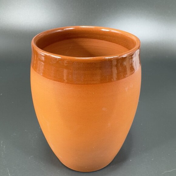 B Taylor Hand Made RedWare Tumbler Glasses Cups Signed With Grapes Leafs Set 2 - Picture 9 of 15